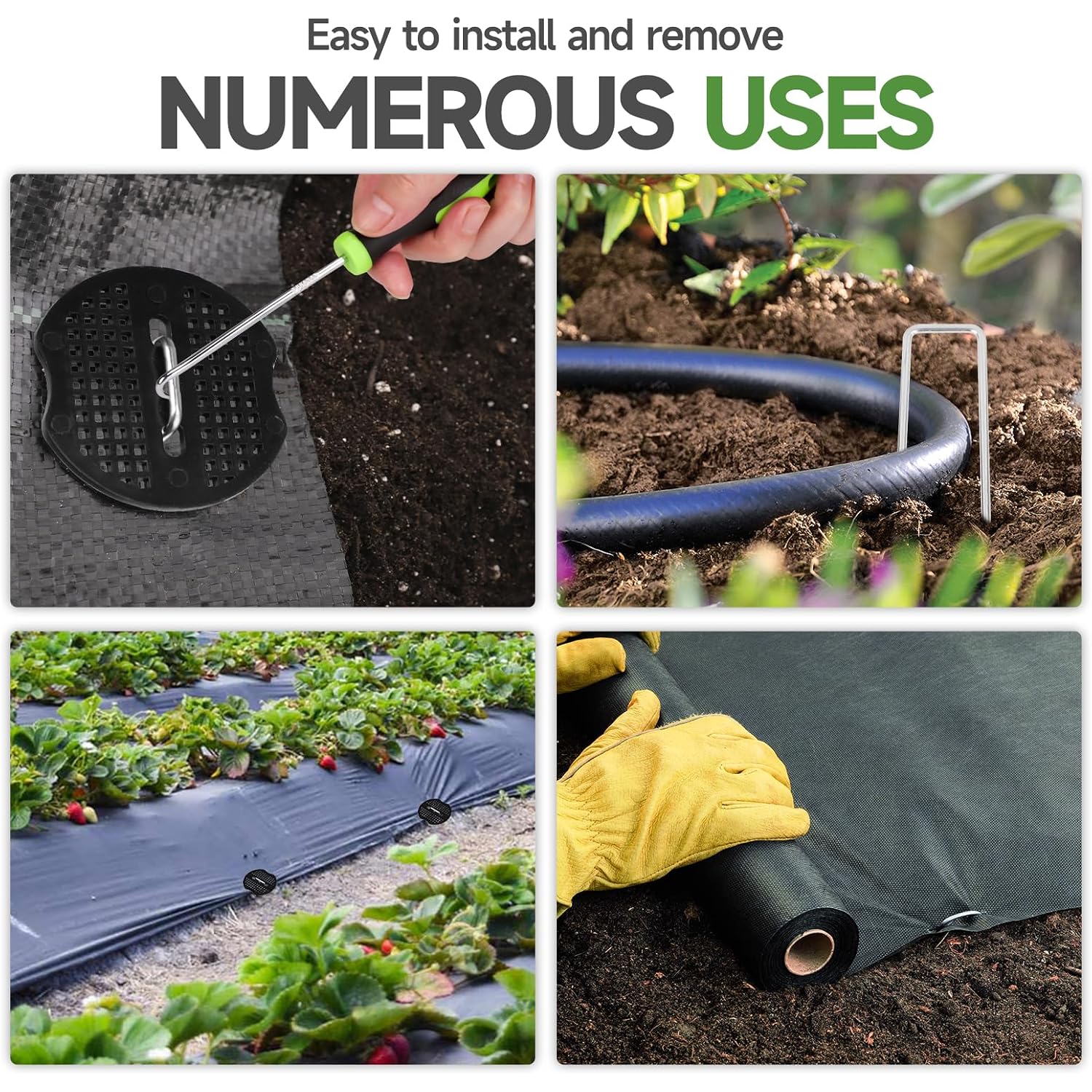 Jelner Garden Stakes,6 Inch 11 Gauge 50Pcs Galvanized Landscape Staples + 50Pcs Gaskets + 1Pick Hook,Tent Stakes Landscaping Fabric Sod Pins For Weed Fabric Barrier,Groud Cover,Fence