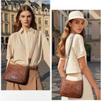 Crossbody Bags For Women,Vegan Leather Crossbody Purse With Adjustable Strap Embossed Flower Women'S Shoulder Handbags | Medium