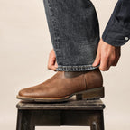 Cowboy Boots For Men - Western Men'S Boots With Classic Embroidered, Slip On Square Toe Boots, Slip Resistant Country Boots Chunky Heel Ankle, Durable Short Boots For Spring Fall