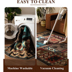 Hallway Runner Rug 2X6 Indoor Door Mat - Bear Rustic Cabin Non-Slip Entryway Rug, Low Pile Tribal Print For Kitchen, Bedroom