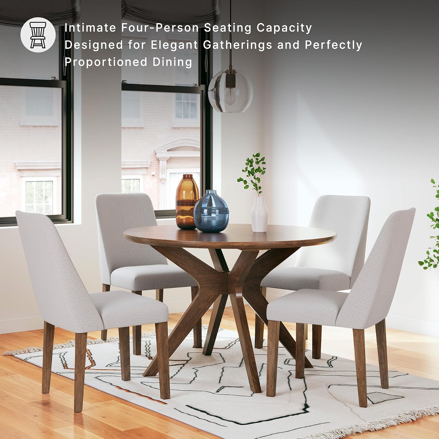 Signature Design By Ashley Lyncott Traditional Round Dining Room Table, Seats Up To 4, Brown, 45" W X 29.75" H