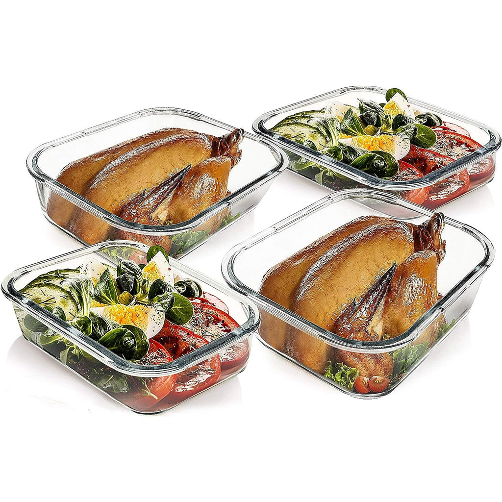 M Mcirco [80 Oz & 36 Oz Extra Large Glass Food Storage/Baking Containers Set With Lids, 2 Pack 80 Oz(10 Cup)&2 Pack 36 Oz (4.5 Cup) Airtight Glass Container,Microwave,Oven,Freezer And Dishwasher