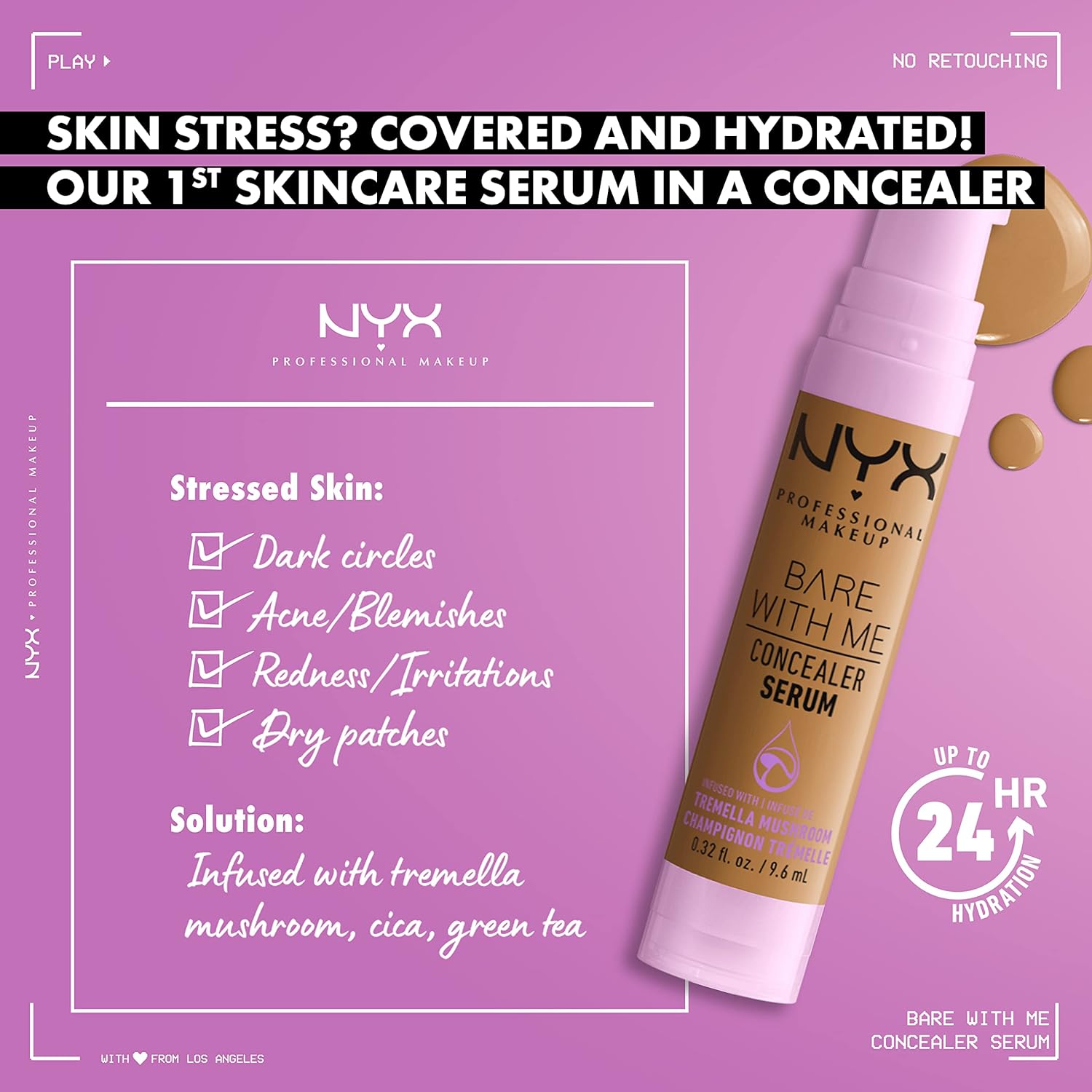 NYX PROFESSIONAL MAKEUP Bare With Me Concealer Serum, Concealer Makeup For Up To 24Hr Hydration - Vanilla