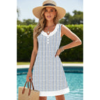Etcyy Beach Dresses For Women 2026 Vacation Swimsuit Coverup School Teacher Summer Dress Button Down Sleeveless Boho Sundress