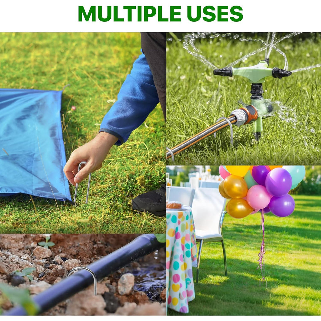 U Shape Garden Stakes 50 Packs 4 Inch 11 Gauge Irrigation Tubing Stakes, Heavy Duty Galvanized Landscape Staples For Tube, Lawns, Landscape Fabrics,Irrigation Hose And Weed Barriers