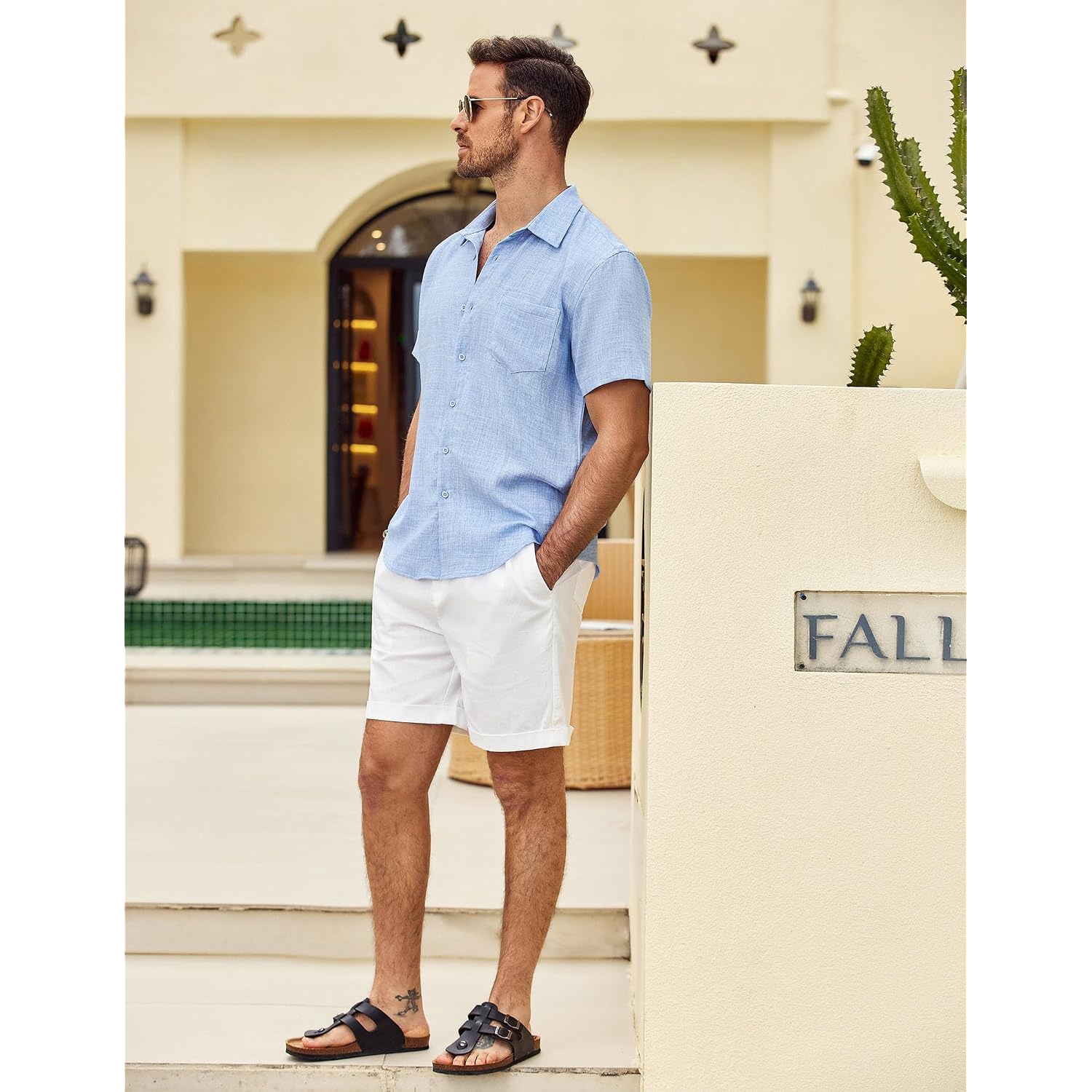Coofandy Mens Button Down Short Sleeve Shirt Casual Shirts Summer Beach Textured Shirts With Pocket