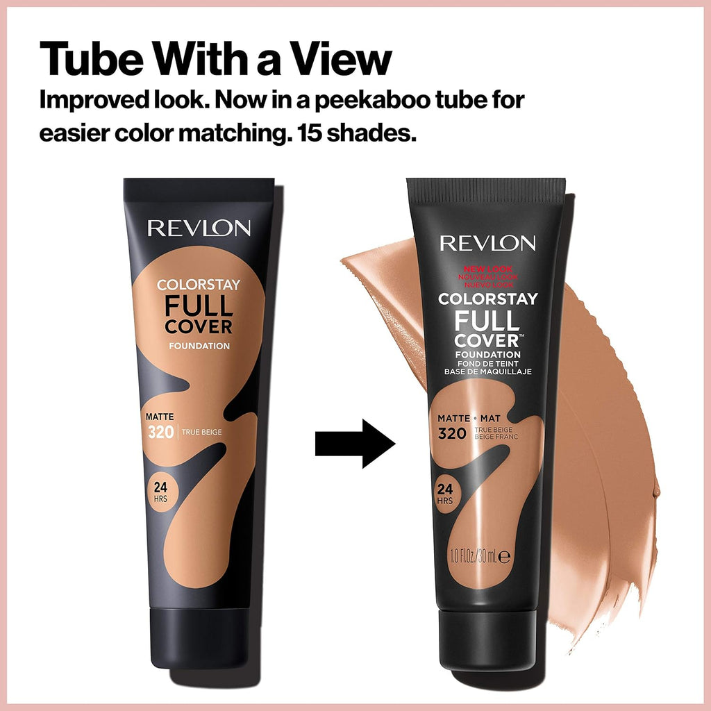 Revlon Colorstay Full Cover Longwear Matte Foundation, Heat & Sweat Resistant Lightweight Face Makeup, 200 Nude, 1.0 Fl Oz