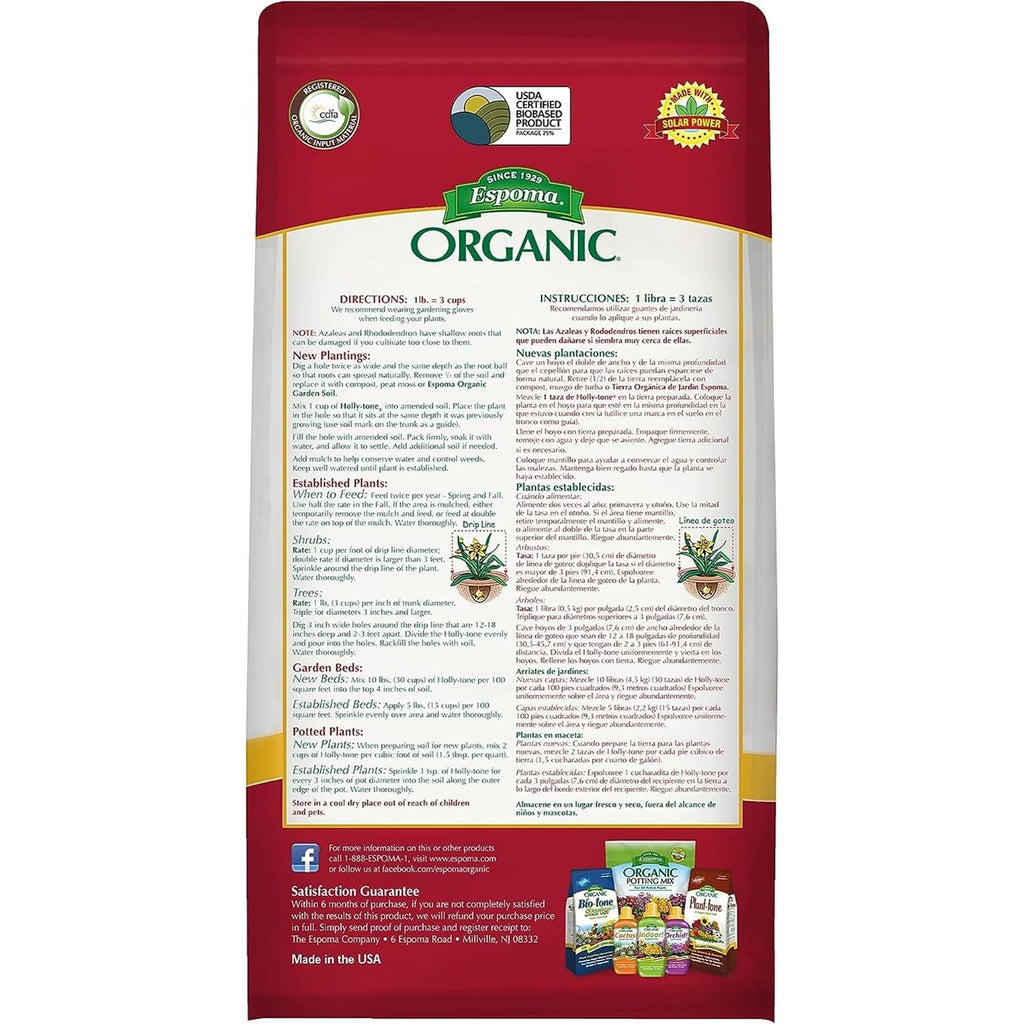 Espoma Organic Holly-Tone 4-3-4 Natural & Organic Evergreen & Azalea Plant Food; 4 Lb. Bag; The Original & Best Fertilizer For All Acid Loving Plants Including Rhododendrons & Hydrangeas. Pack Of 2