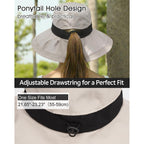 Sun Hats For Women Uv Protection, Waterproof Ponytail Wide Brim Bucket Hat For Summer Beach Gardening Travel