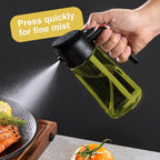 16Oz/470Ml Olive Oil Dispenser For Kitchen With Stickers - 2 In 1 Olive Oil Sprayer For Cooking, Air Fryer, And Salad, Black&Green (Light-Proof Kitchen Gadget)