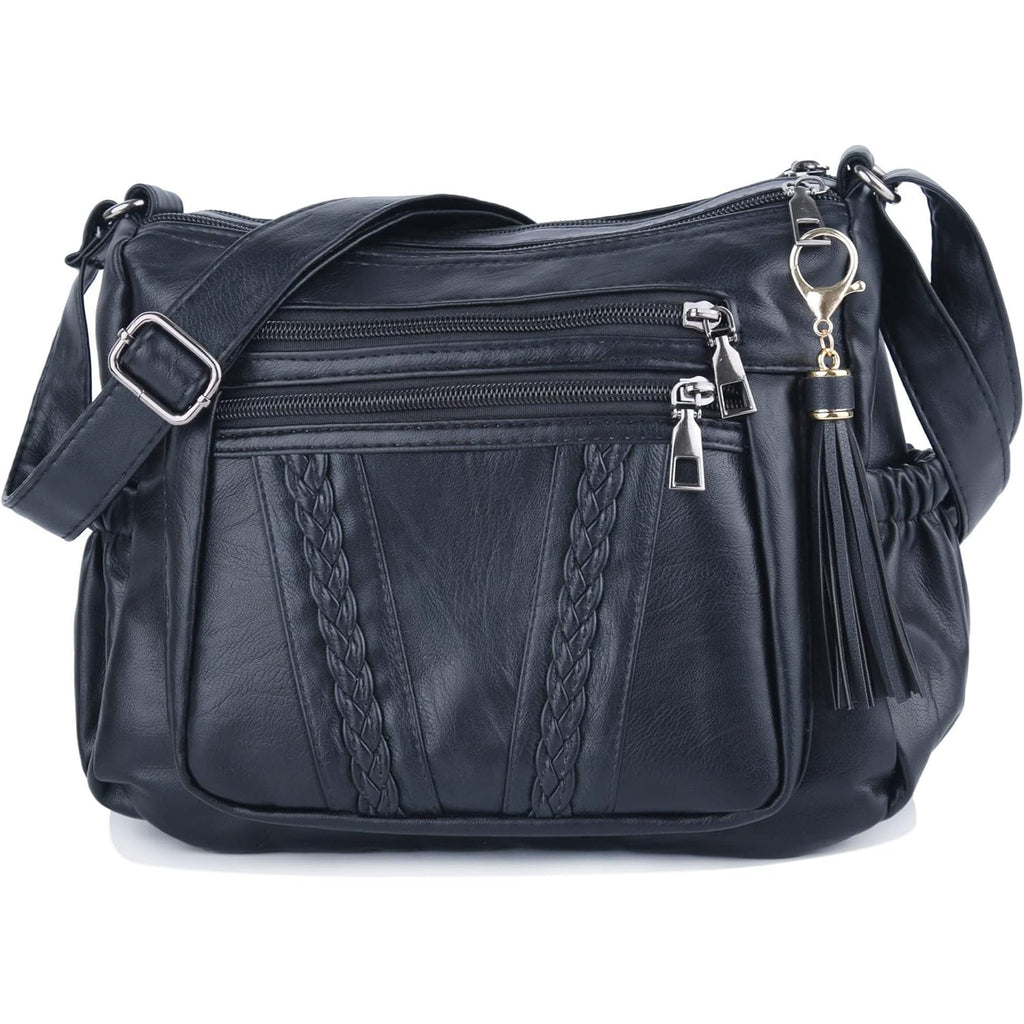 ELDA Crossbody Bags For Women Pocketbooks Soft PU Leather Purses and Handbags Multi Pocket Shoulder Bag