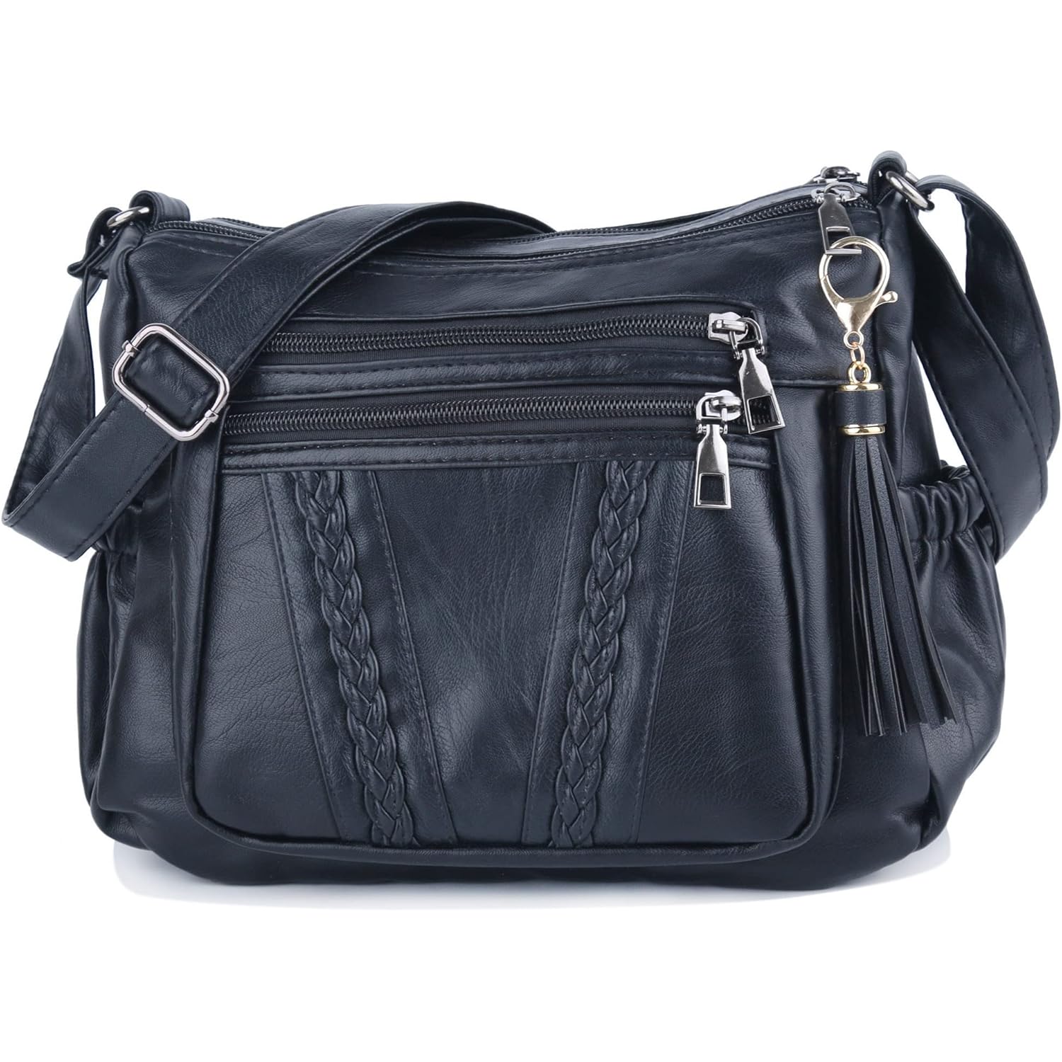 ELDA Crossbody Bags For Women Pocketbooks Soft PU Leather Purses and Handbags Multi Pocket Shoulder Bag