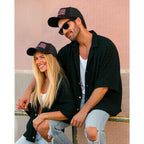 American Flag Hat Patriotic Baseball Cap - USA Flag Trucker Hat for Men & Women, Breathable Mesh Adjustable Sun Hat Black+red