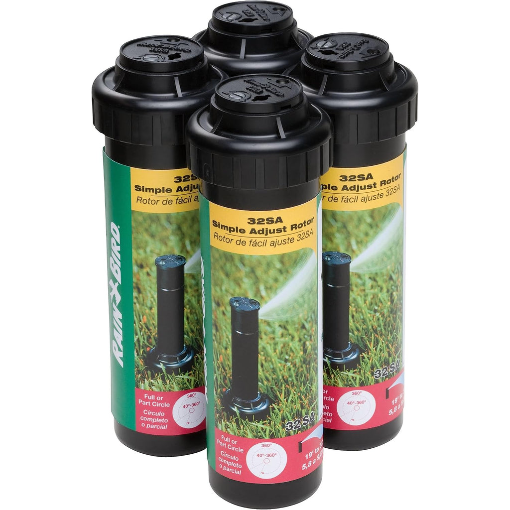 Rain Bird 32Sa/4Pks Simple Adjust 32Sa Gear Drive Rotor, Adjustable 40° - 360° Pattern, 19' - 32' Spray Distance, 4-Pack