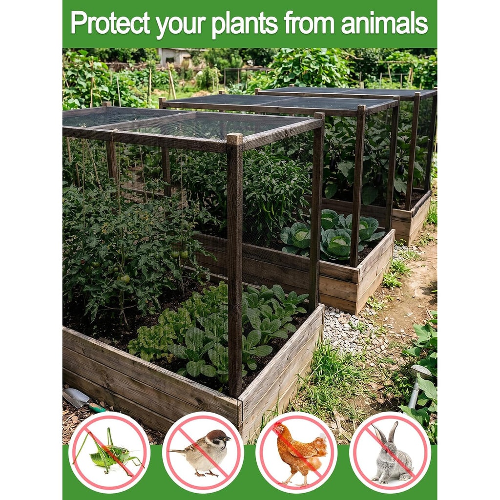 Strong Pp Nanocomposite Mosquito Net Garden Netting - 10 X 20Ft Clear View Bird Insect Pest Mesh Barrier Screen For Patio, Balcony, Porch, Outdoor Raised Beds Protection (Black)