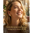 9 Pairs Gold Huggie Hoop Earrings Sets for Women, 14K Gold Plated Small Hoop Earring Sets for Multiple Piercing, Hypoallergenic Thick Lightweight Earring for Womens Jewelry Gifts