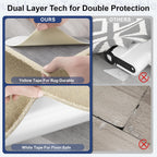 Home Techpro 12 PCS Rug Tape, Gripper for Rug for Hardwood Floors, Double Sided Reusable Under Rug Carpet Tape Stickers, Rug Anti Slip Grips for Area Rugs, Non Slip Rug Pads
