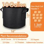 Gardzen 10-Pack 10 Gallon Grow Bags, 300G Thickened Fabric Grow Bags With Handles, Heavy Duty Aeration Plant Grow Bags