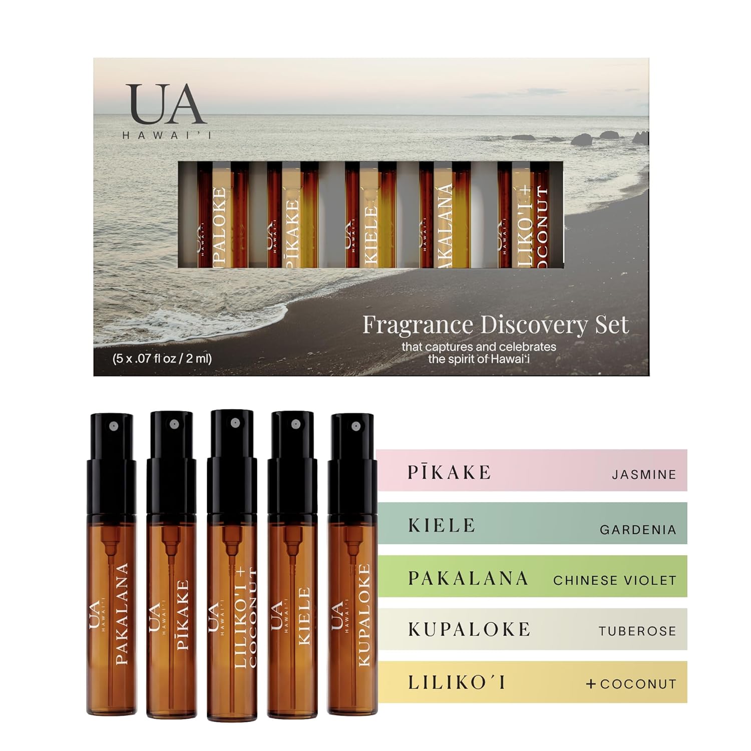 Variety Pack Body and Hair Mist from Hawaii, Hair Perfume for a Light, Hydrating Refresh, Body Mist for Women and Men, Alcohol-Free, With Moisturizing Hyaluronic Acid & Glycerin, Glass Bottle, 3.4 oz