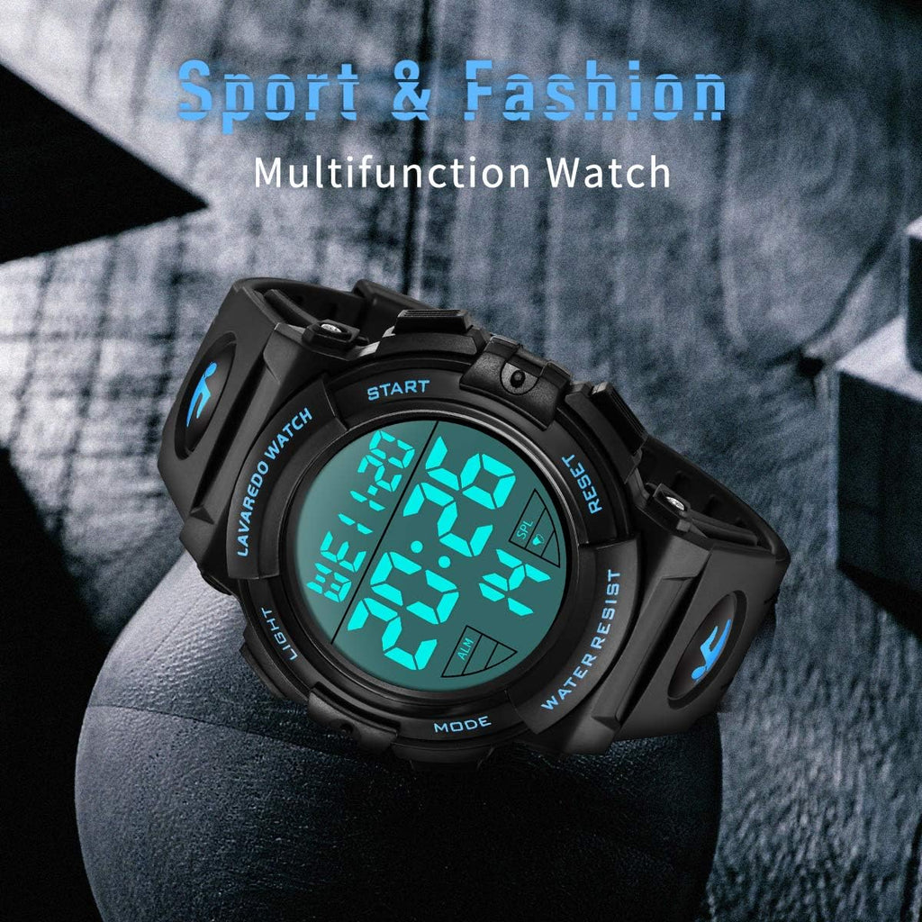 L Lavaredo Mens Digital Watch Sports Military Watches Waterproof Outdoor Chronograph Wrist Watches For Men With Led Back Ligh/Alarm/Date