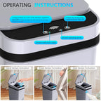 3Pack Bathroom Small Trash Can With Lid, 2.6 Gallon Touchless Automatic Garbage Can Slim Waterproof Motion Sensor Smart Trash Bin For Bedroom, Office, Living Room White/Black/Grey