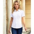 Button Down Shirts For Women Short Sleeve Dress Shirt Stretch Wrinkle Free Business Casual Office Blouse Work Tops