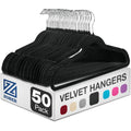 Zober Black Velvet Hangers 50 Pack - Clothes Hangers, Coat Hanger For Pants & Dress Clothes - Non Slip W/ 360 Degree Swivel, Holds Up To 10 Lbs - Strong Felt Hanger For Clothing