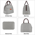 Lunch Bag For Women Men Insulated Lunch Box For Adult Reusable Lunch Tote Bag For Work, Picnic Or Travel(Black White Stripes)