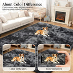 8X10 Area Rugs For Living Room Bedroom: Black Grey Soft Fluffy Shag Upgrade Non-Slip High Pile Carpet Large Fuzzy Plush Indoor Floor Decor Shaggy Rug For Kid Boys Girls Playroom Nursery Modern Home