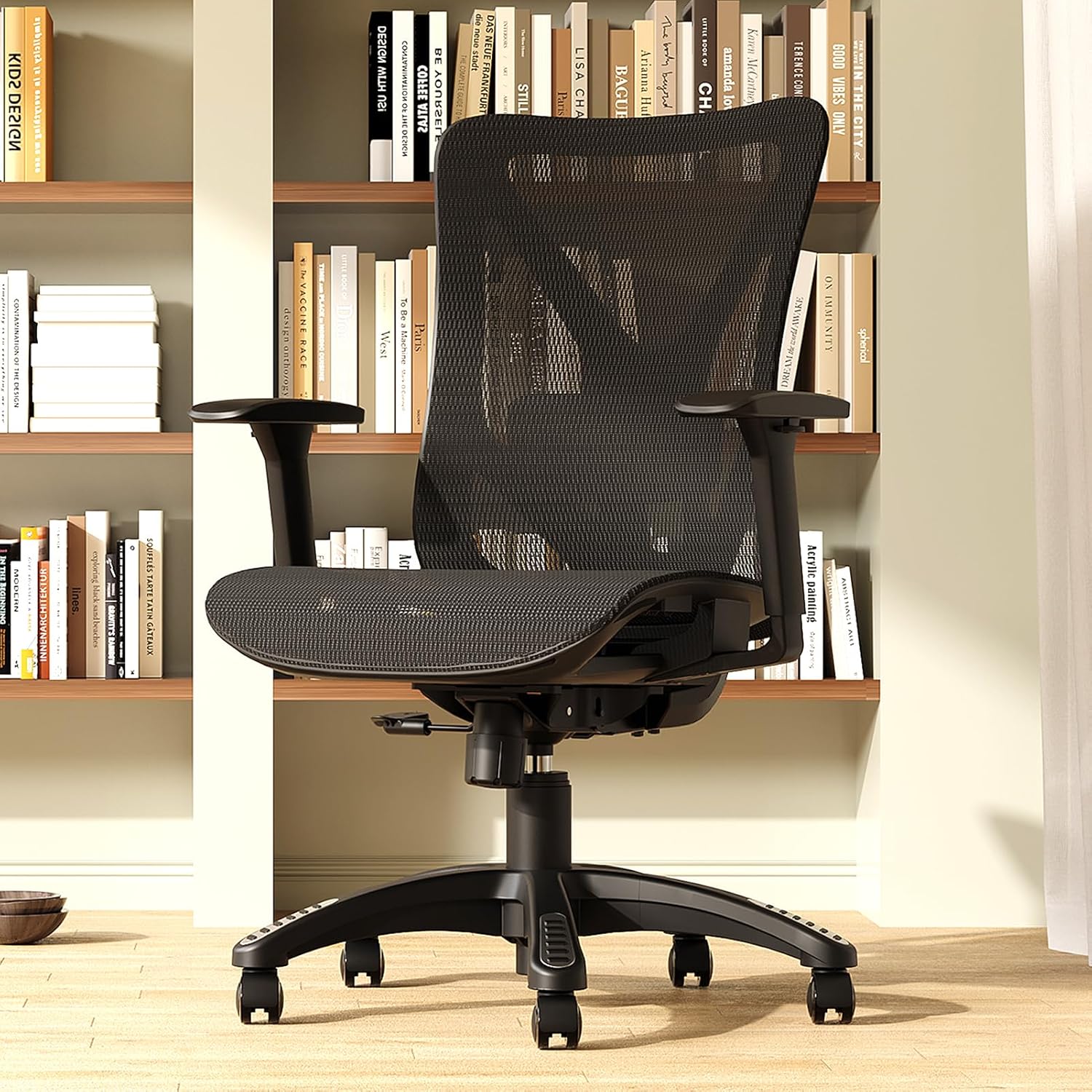 Ergonomic Office Chair, Mesh Computer Desk Chairs With Adjustable Lumbar Support, 3D Armrests, Tilt Function, Comfy Wide Seat, Swivel Executive Work Task Chair For Company And Home