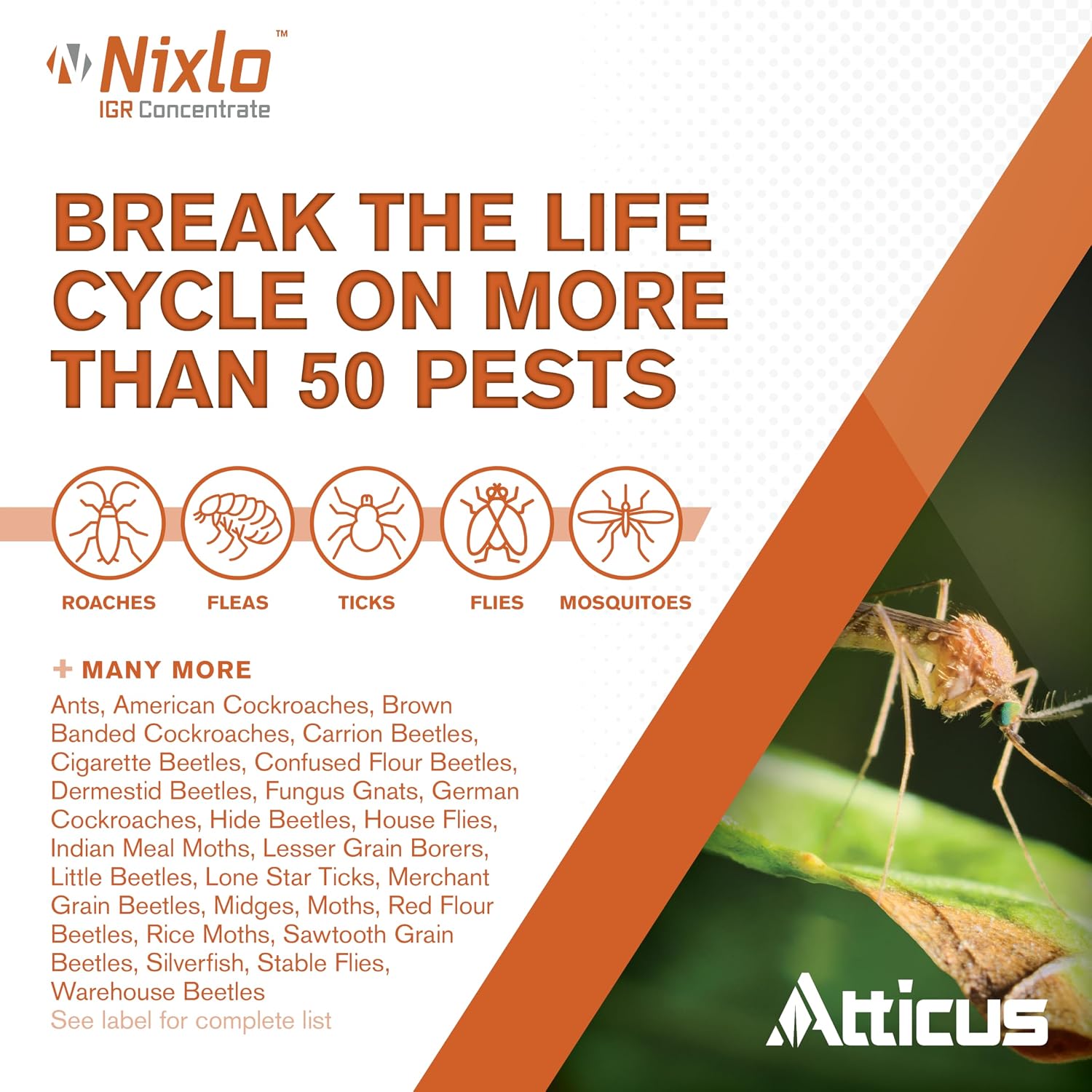 Atticus Nixlo Igr Pyriproxyfen Concentrate (140Ml) Insect Growth Regulator | Control Roaches, Ants, Ticks And More, Breaks The Insect Life Cycle By Preventing The Development Of Eggs, Larvae, And Nymphs