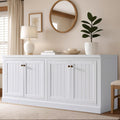 Amerlife 72" Farmhouse Sideboard Buffet Cabinet With Barn Doors | Large Storage Console Table, With Adjustable Shelves, Coffee Bar/Tv Stand For Living Room, Kitchen, Entryway, White