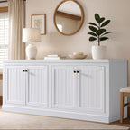 Amerlife 72" Farmhouse Sideboard Buffet Cabinet With Barn Doors | Large Storage Console Table, With Adjustable Shelves, Coffee Bar/Tv Stand For Living Room, Kitchen, Entryway, White