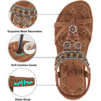 Alicegana Womens Sandals Dressy Summer: Comfortable Bohemian Flats Elastic Ankle Strap Casual Walking Women Shoes Footwear 2026
