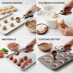Cookie Scoop Set, 3Pcs Ice Cream Scoop, Cookie Scoops For Baking Set Of 3, 18/8 Stainless Steel Cookie Scooper For Baking, Ice Cream Scooper With Trigger Release, Cookie Dough Scoop With Non-Slip Grip