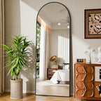 59"x16" Floor Mirror Full Length, Arched Full Length Mirror with Stand, Full Body Mirrors for Bedroom Living Room or Cloakroom Black