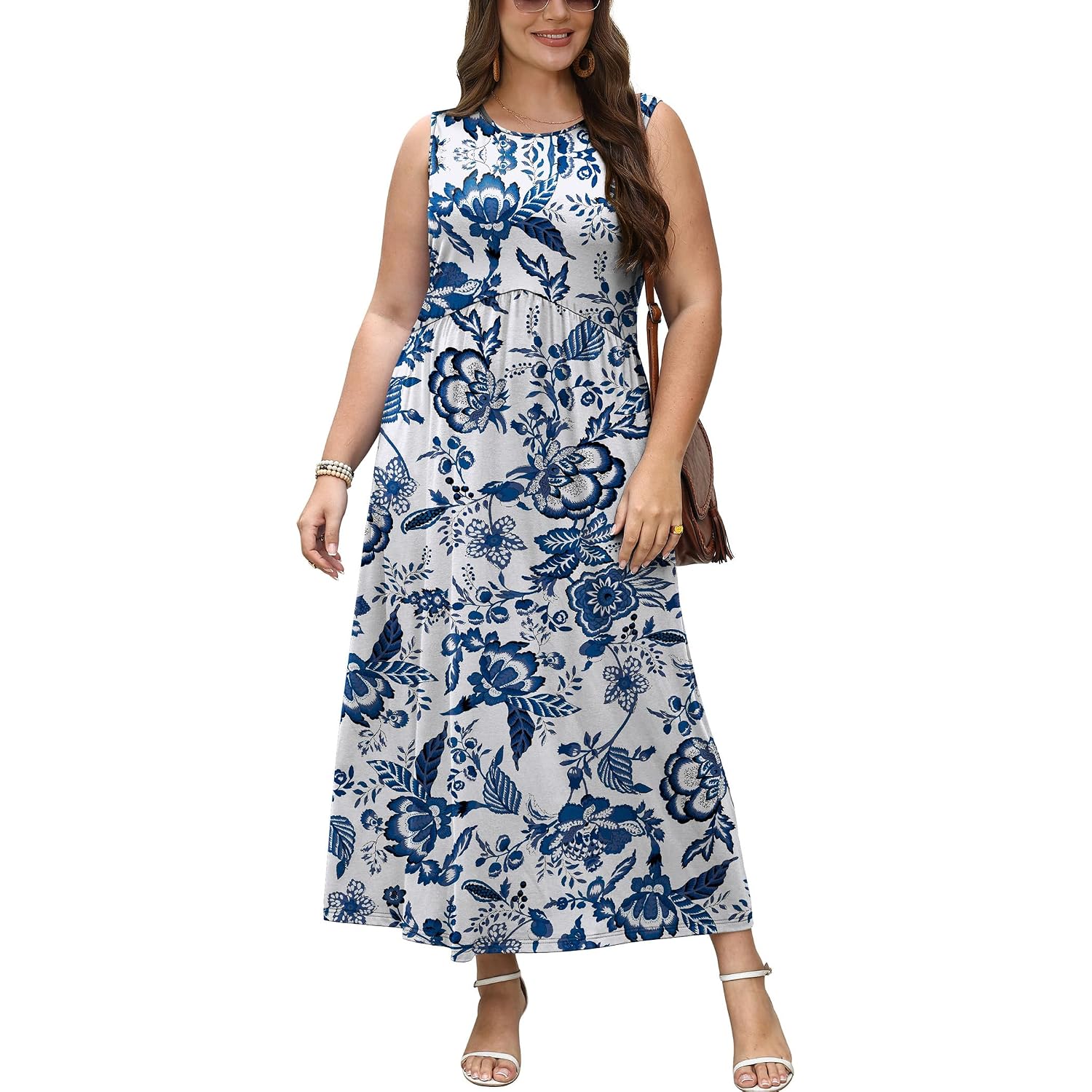 Wiholl Summer Dresses Babydoll Maxi Dress Empire Waist Beach Vacation Sundresses 2026 With Pockets