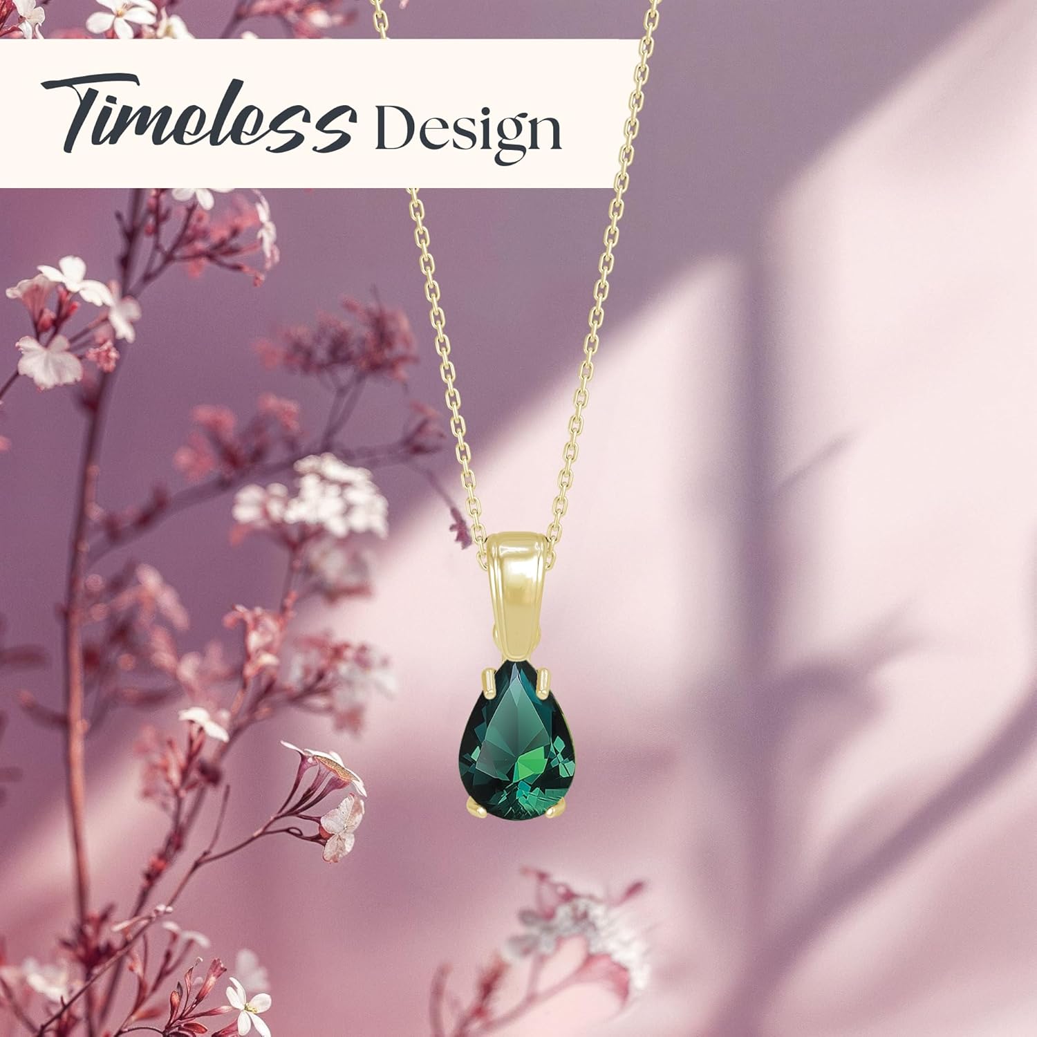 14K Gold Plated Gemstone Necklace for Women - Birthestone Teardrop Necklace - Gold Jewelry for Women - Dainty Gold Necklace - Everyday Necklaces - Gold Necklaces for Women