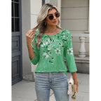 Zeagoo 3/4 Length Sleeve Women Tops Crew Neck Blouses Dressy Casual Summer T Shirts Loose Fit Business Work Clothes