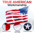 American Flag For Outside 3X5 Heavy Duty, Embroidered Stars, Sewn Stripes | Made In Usa, Uv Protection, Reinforced Material, Brass Grommets, Weather Resistant Us Flag For Outdoor Home, Patio