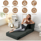 Filuxe Folding Sofa Bed | Convertible Sleeper Chair Bed For Adults, Fold Out Chair To Bed Linen Futon Chair With Pillow, For Home Dorm Apartment Rv Living Room, Single Size Dark Gray