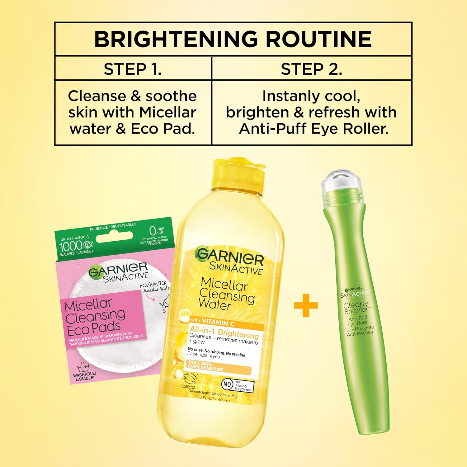 Garnier Clearly Brighter Anti-Puff Eye Roller, Dark Circles Under Eye Treatment With Caffeine And Vitamin C, 0.5 Fl Oz (15Ml), 1 Count (Packaging May Vary)