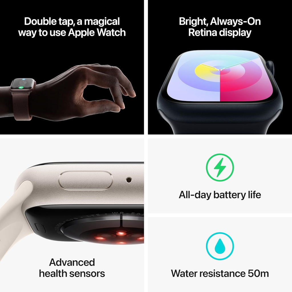 Apple Watch Series 9 (Gps + Lte) 45Mm Midnight Aluminum Case Black Sport Band (Renewed)