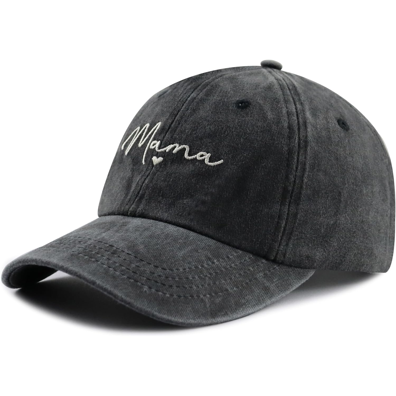 Mama Hat For Women, Adjustable Cotton Embroidered Heart Decor Mom Baseball Cap
