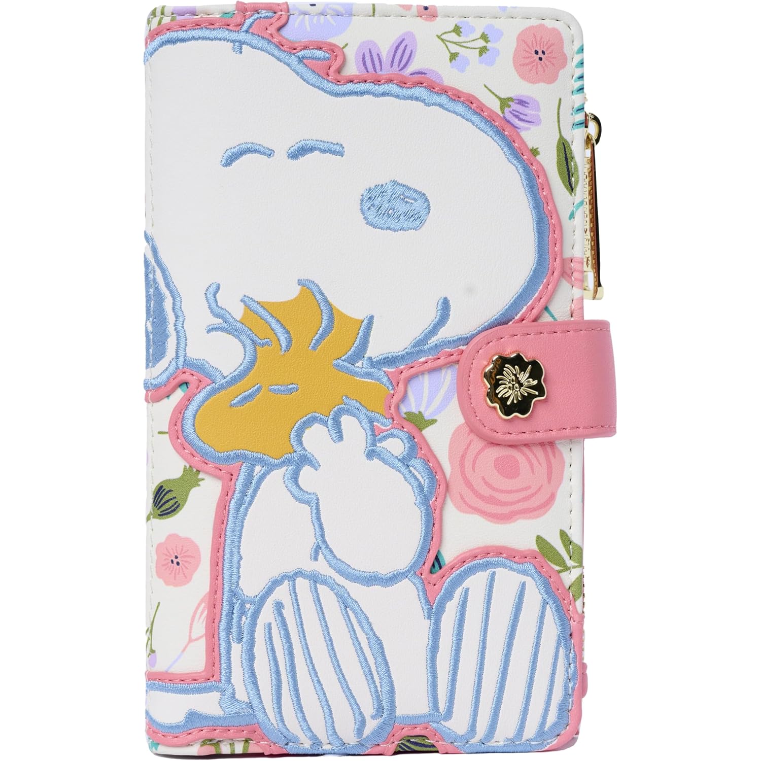 Loungefly Peanuts Snoopy Wallet Flap Snap Clutch Women Woodstock Floral Print Vegan Leather