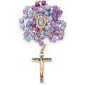 Mondo Cattolico Rosary Beads catholic for Women and Men from Vatican, Miraculous Virgin Rosary with Variegated Glass on a Gold Plated Brass Chain - Perfect Catholic gifts