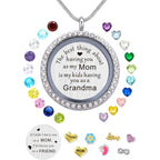 Best Gift Floating Charm Living Memory Lockets with Birthstone, 30mm Stainless Steel Necklace