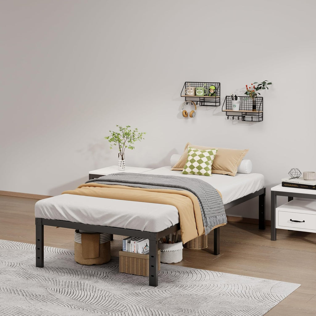 Lumunance Metal Bed Frame Twin Size - 14 Inch Heavy-Duty Twin Platform Bed Frame No Box Spring Needed, Easy Assembly, Noise-Free, Sturdy Mattress Foundation, Underbed Storage Space