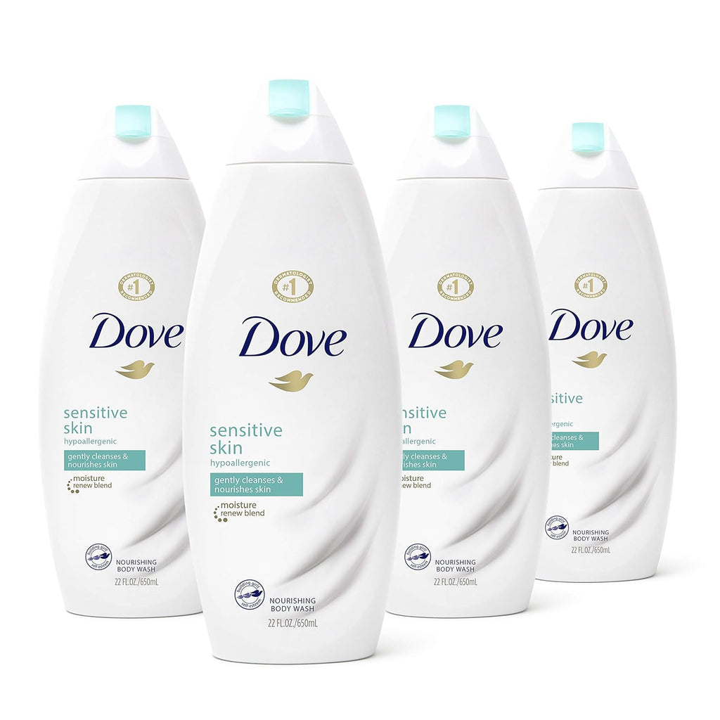 Dove Sulfate Free And Hypoallergenic, Sensitive Skin Body Wash, 22 Fl Oz (Pack Of 4)