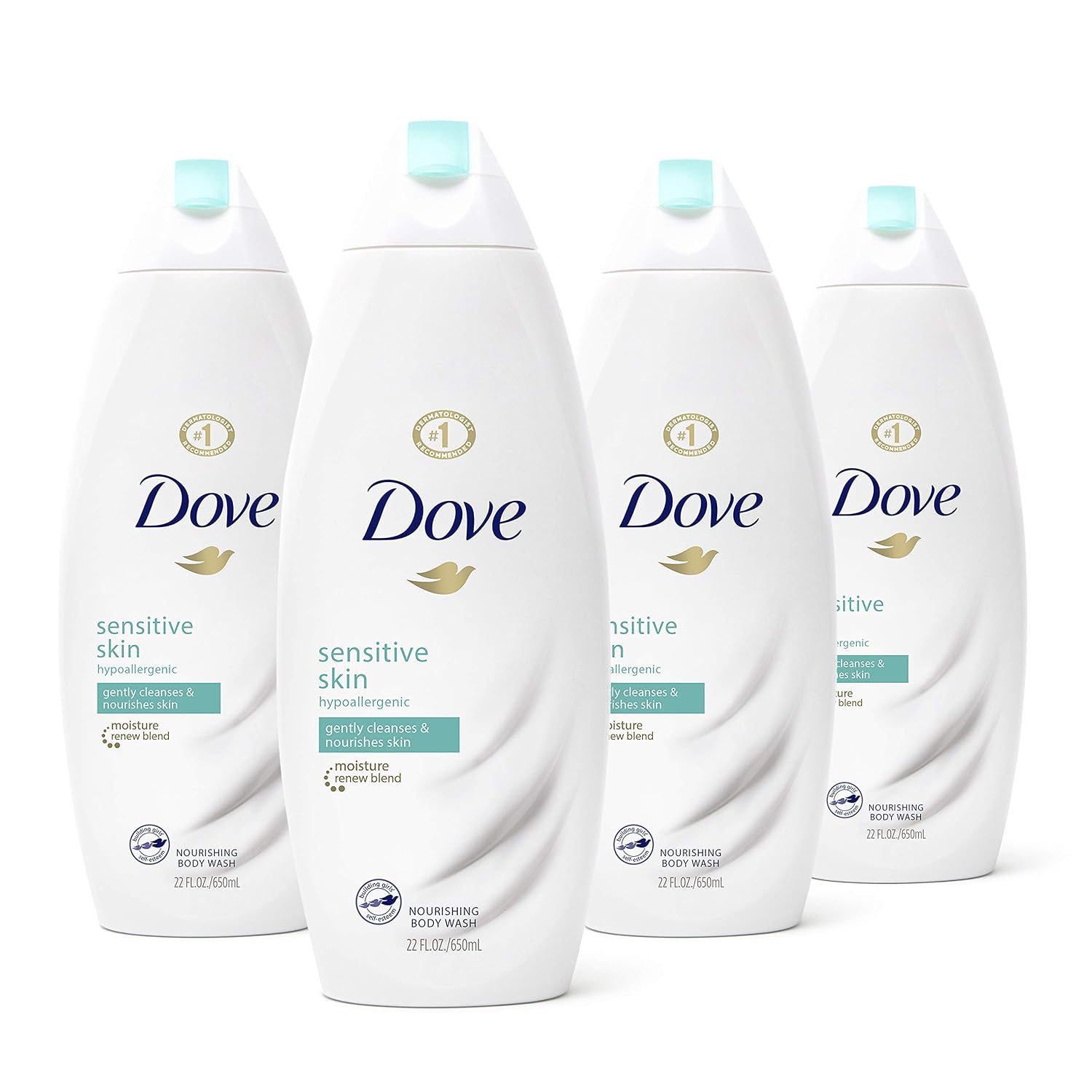 Dove Sulfate Free And Hypoallergenic, Sensitive Skin Body Wash, 22 Fl Oz (Pack Of 4)